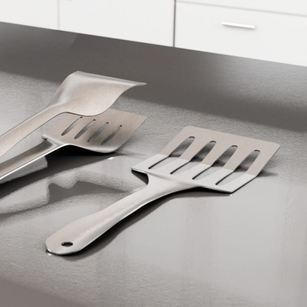 Flexi Flippa nikkelfri stekespade i rustfritt stål. Plastfritt, slitesterkt kjøkkenredskap laget i Australia for sunn og trygg matlaging, bygget for å vare i generasjoner.