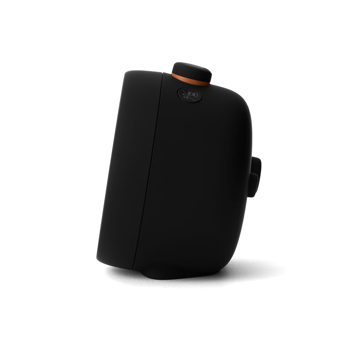 Sideprofil av Mudita Bell alarm klokke i fargen charcoal med minimalistisk design