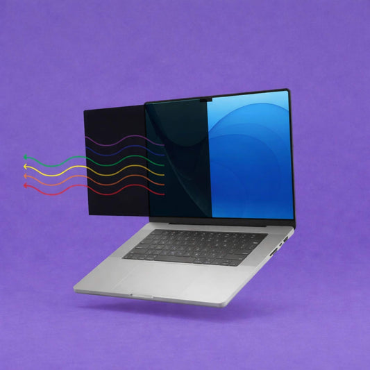 Skjerm med blålysfilter som reduserer blått lys fra laptop
