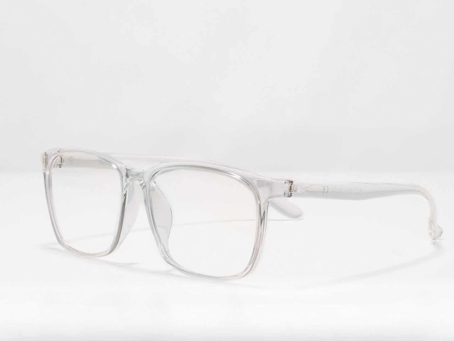 Ocushield Parker blålysbriller med gjennomsiktig klar hvit innfatning sett fra siden