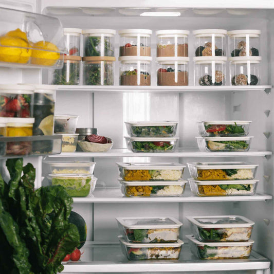 Glassbeholdere i borosilikatglass med glasslokk – 3 stk (firkantede)