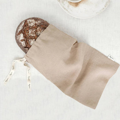 Plastfri brødpose i naturfarget lin – bærekraftig oppbevaring av brød
