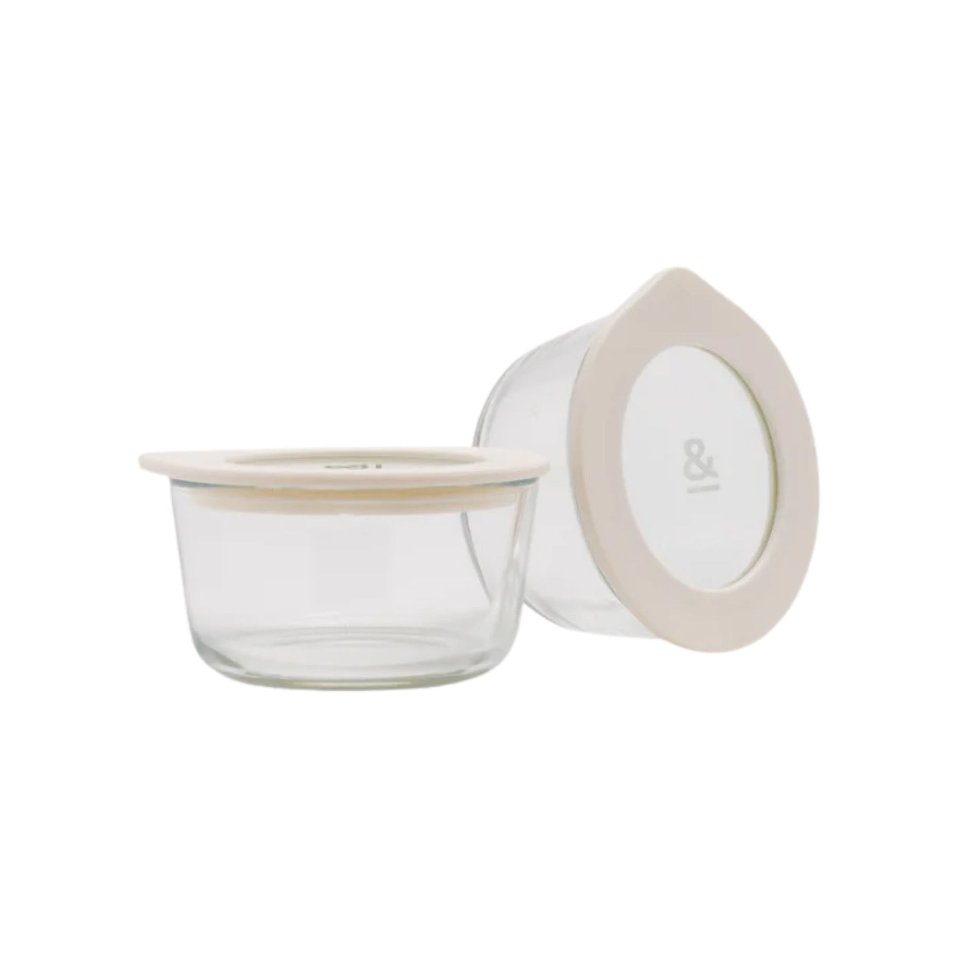 To små glassboller med glasslokk og silikonforsegling fra Seed & Sprout – plastfrie, trygge og etisk produserte matbeholdere fra Sunnere Hjem.