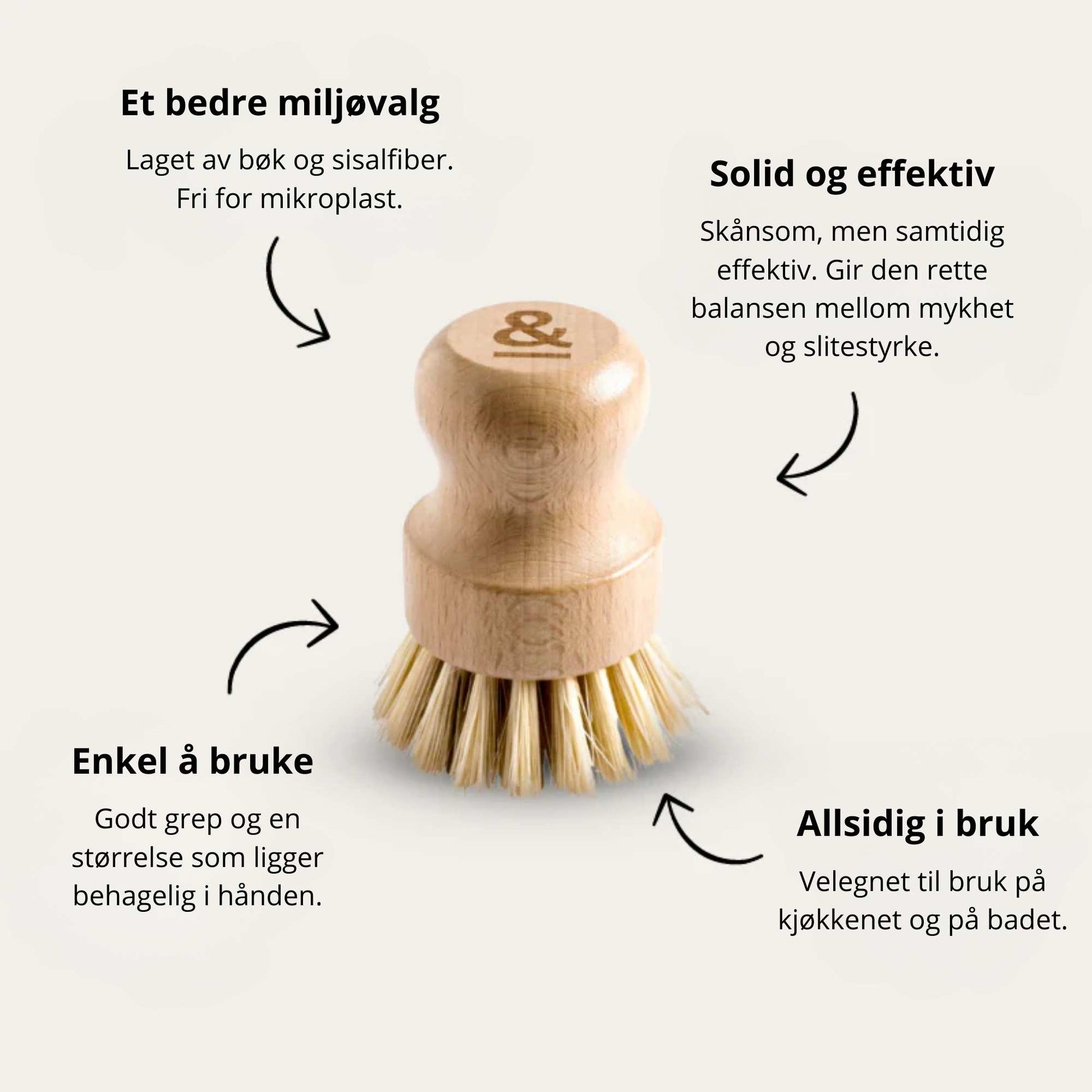 Gryteskrubb i bøk og plantefiber, plastfri og komposterbar