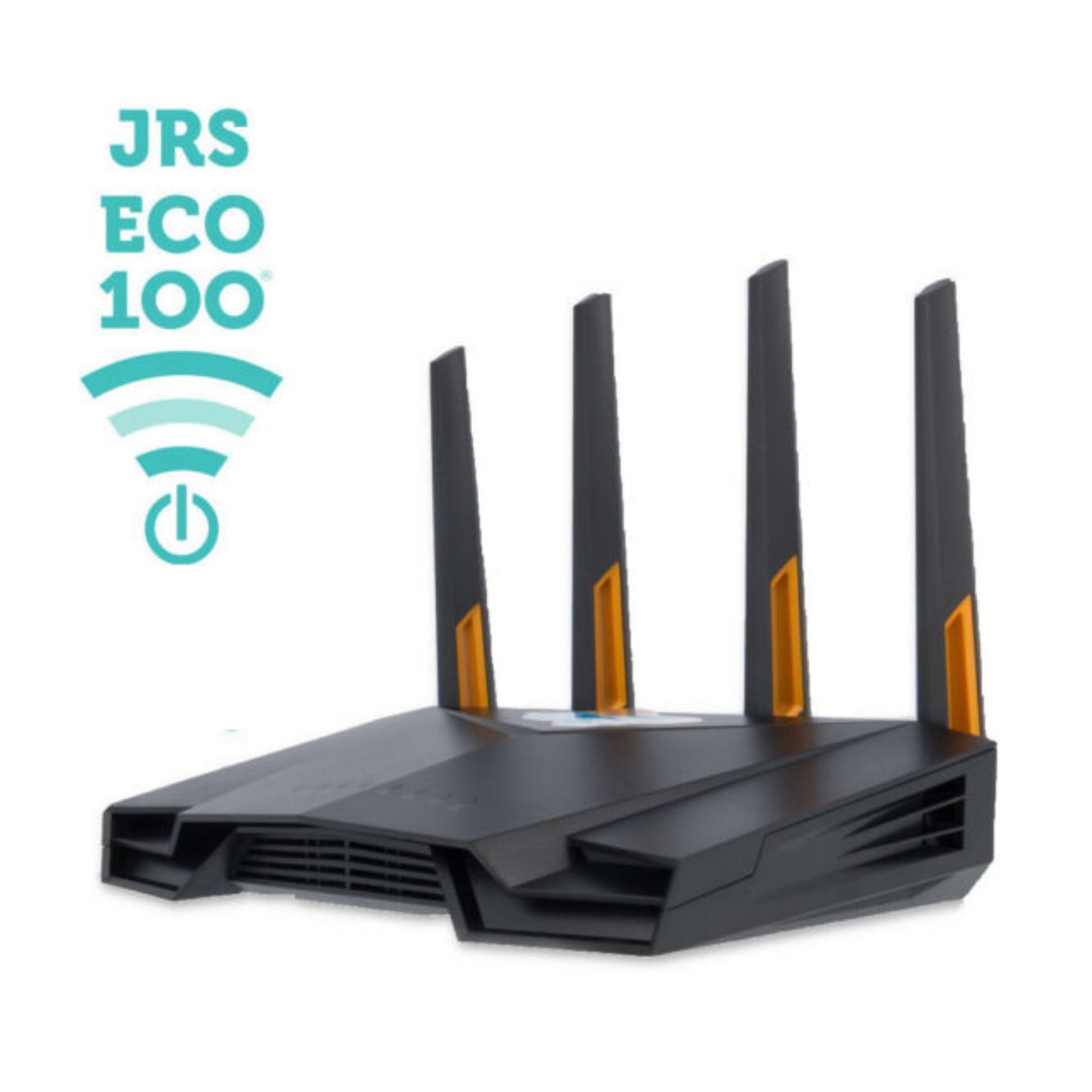 JRS Eco 100 lavstrålings WiFi 6-ruter sett fra skrå vinkel