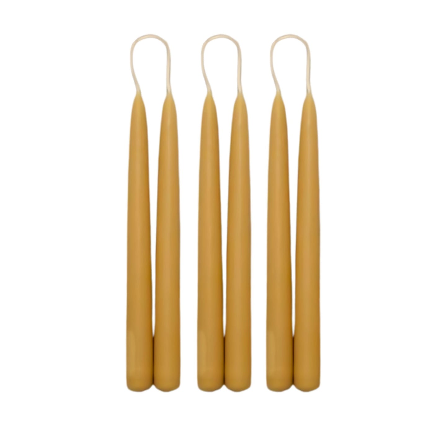 Kronelys av 100 prosent økologisk bivoks, 3 par, hånddyppet med ubleket bomullsveke