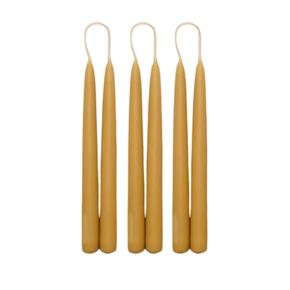 Kronelys av 100 prosent økologisk bivoks, 3 par, hånddyppet med ubleket bomullsveke