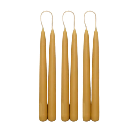 Kronelys av 100 prosent økologisk bivoks, 3 par, hånddyppet med ubleket bomullsveke