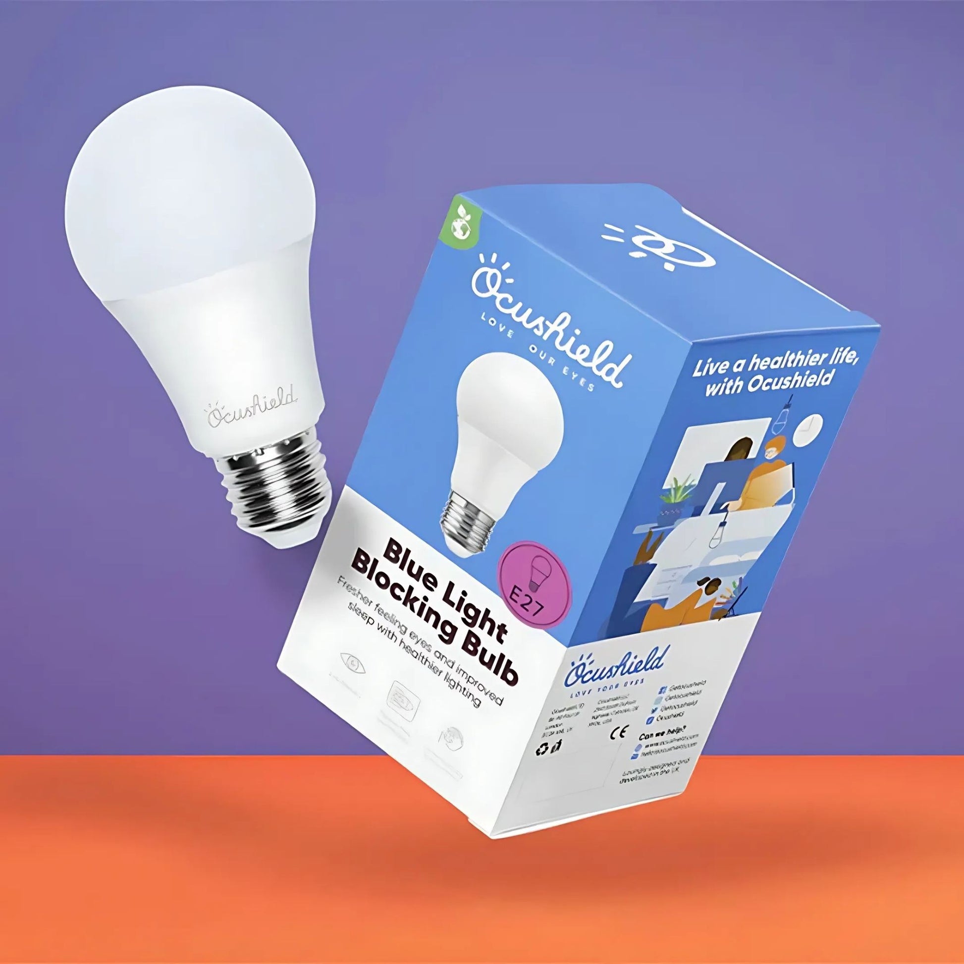 Flimmerfri E27 lyspære uten blått lys – Ocubulb kveldslys med original emballasje