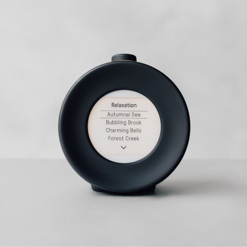 Mudita Harmony 2 i Charcoal Black med avslapningsmodus og valg av naturlyder