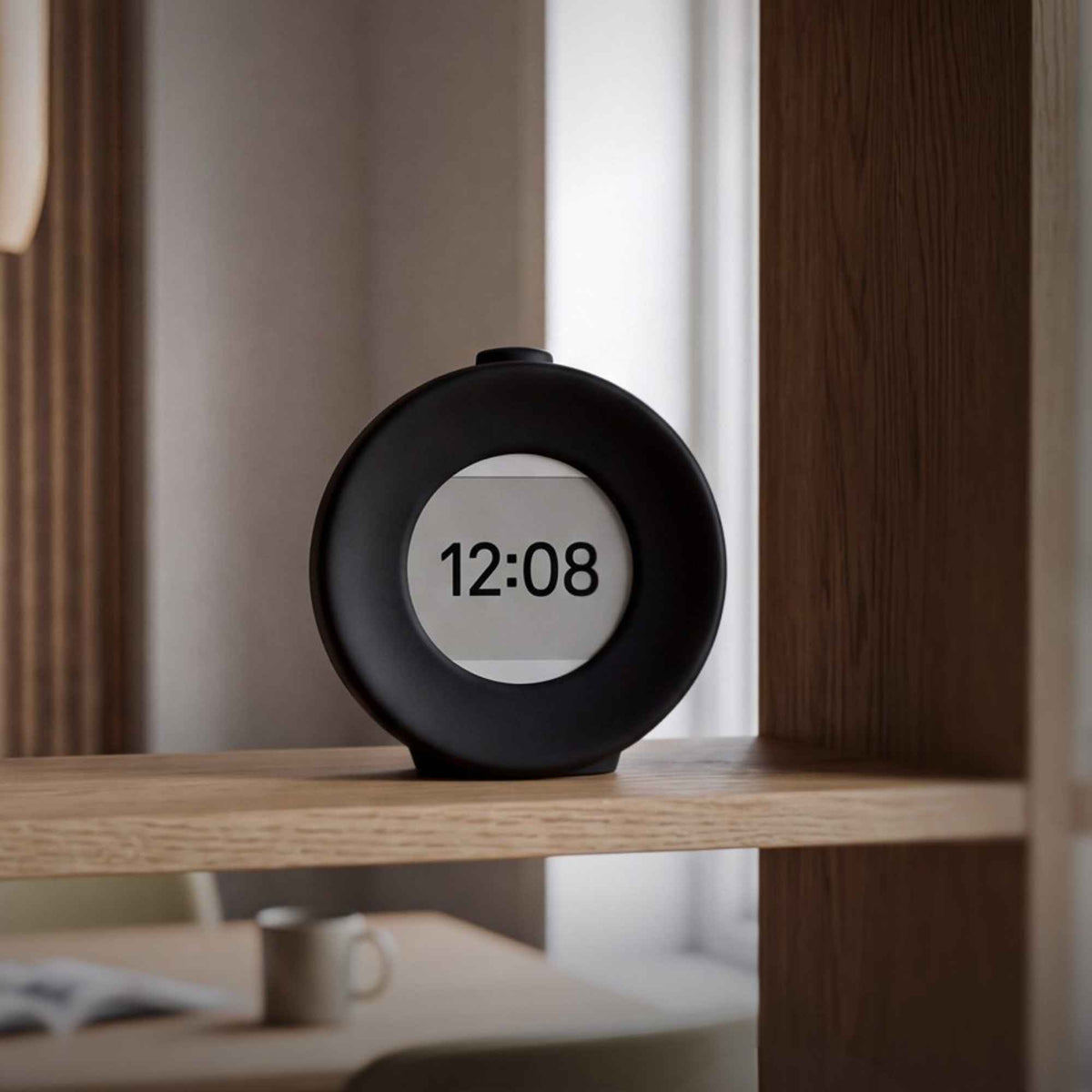 Mudita Harmony 2 vekkerklokke i mørkegrå Charcoal Black med E Ink-skjerm
