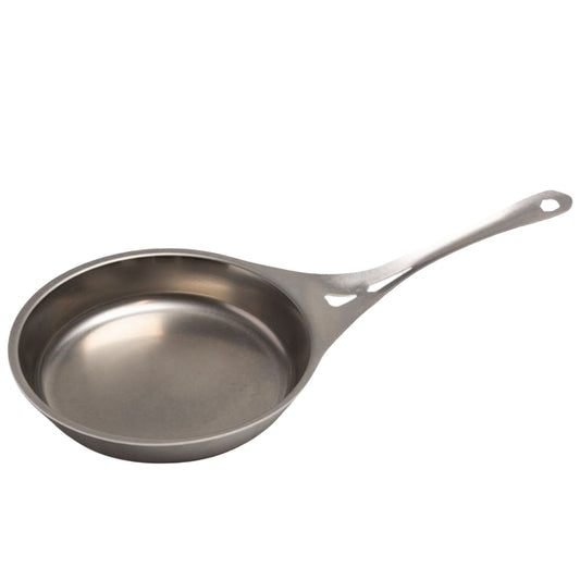 nöni 20 cm nikkelfri stekepanne i rustfritt stål – lett og holdbar panne uten skadelige kjemikalier, perfekt til småretter, steking som jern, enkel rengjøring som stål og laget for å vare i generasjoner.