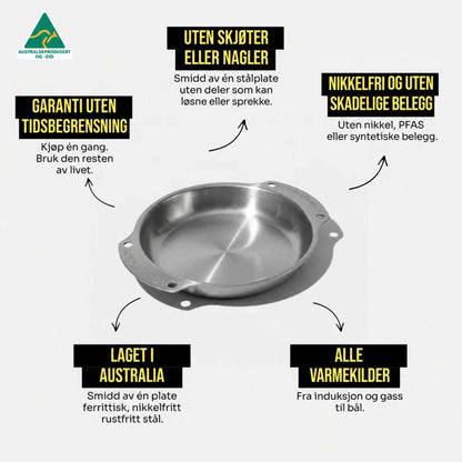 nöni™ nikkelfri stekepanne i rustfritt stål uten PFAS og syntetisk belegg, laget i Australia