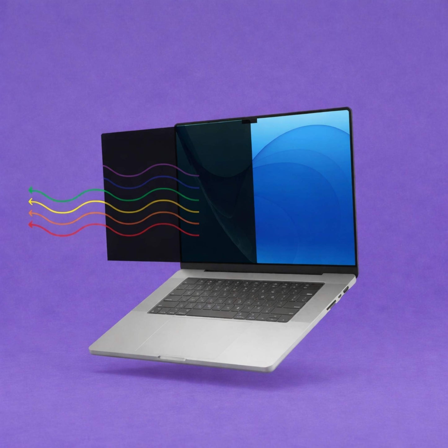 Skjerm med blålysfilter som reduserer blått lys fra laptop