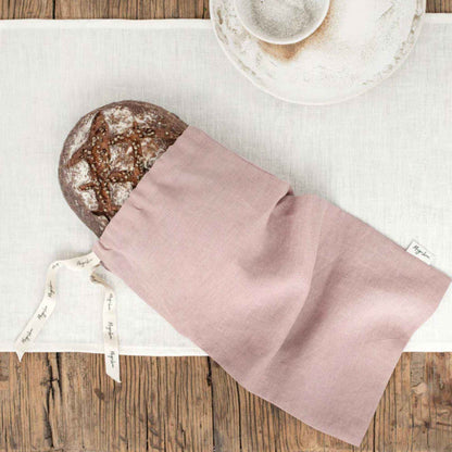 Gjenbrukbar brødpose i lin i fargen Woodrose fra Magiclinen for plastfri brødoppbevaring