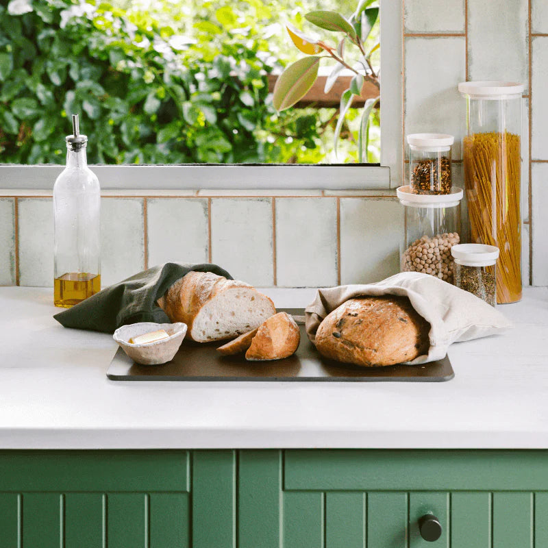 Gjenbrukbare brødposer i lin for et plastfritt kjøkken