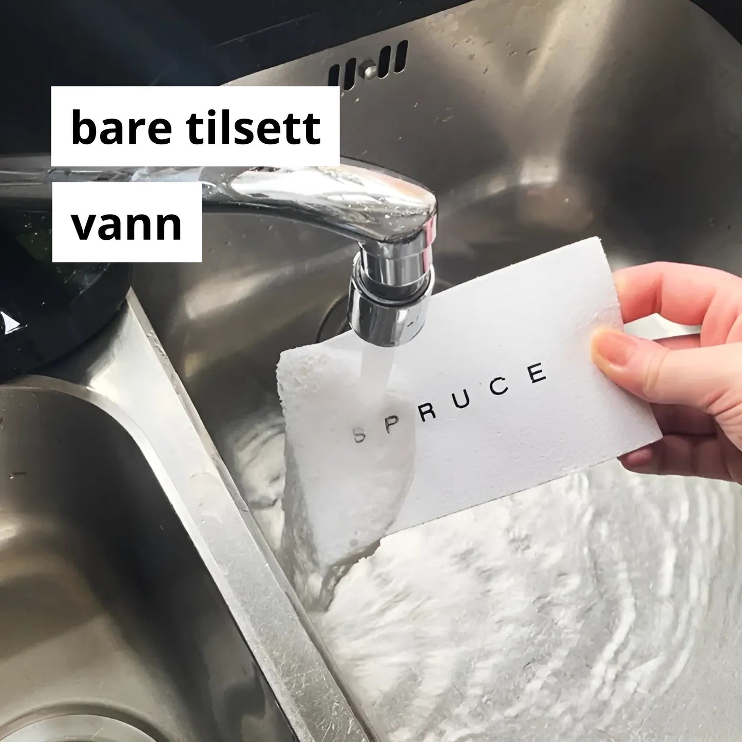 Plastfri rengjøringssvamp som utvider seg i vann og er fullstendig nedbrytbar i matavfall og hjemmekompost
