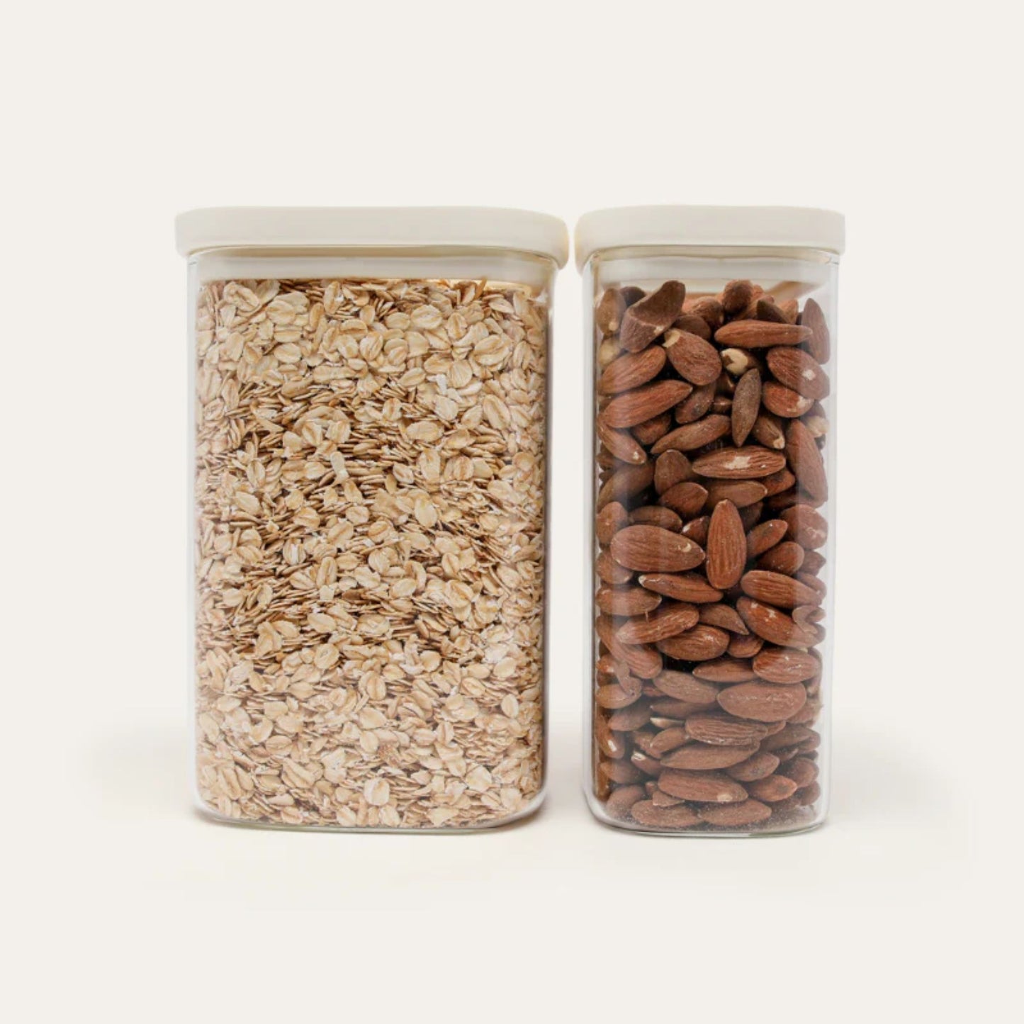 Rektangulær glassbeholder på 1250 ml med glasslokk, brukt til plastfri oppbevaring av tørrvarer