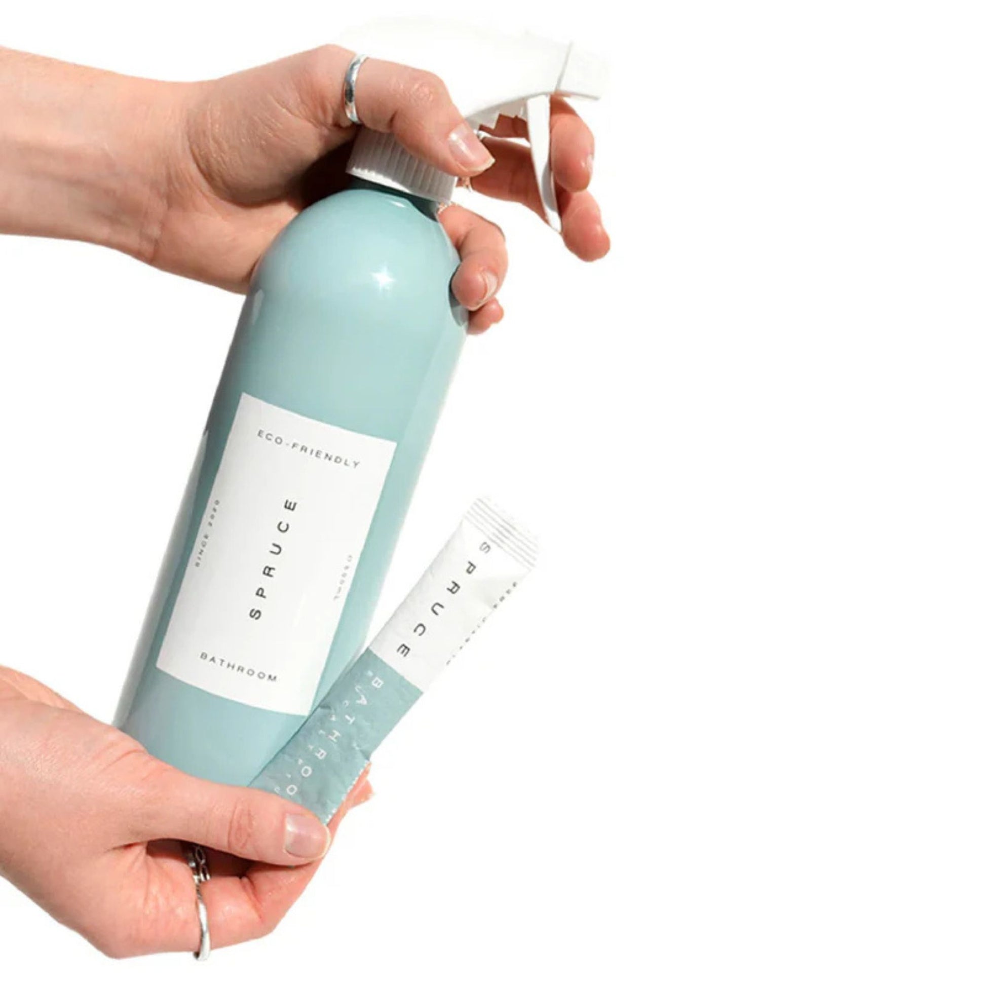 Spruce baderomsspray med refill startpakke for giftfri rengjøring av bad