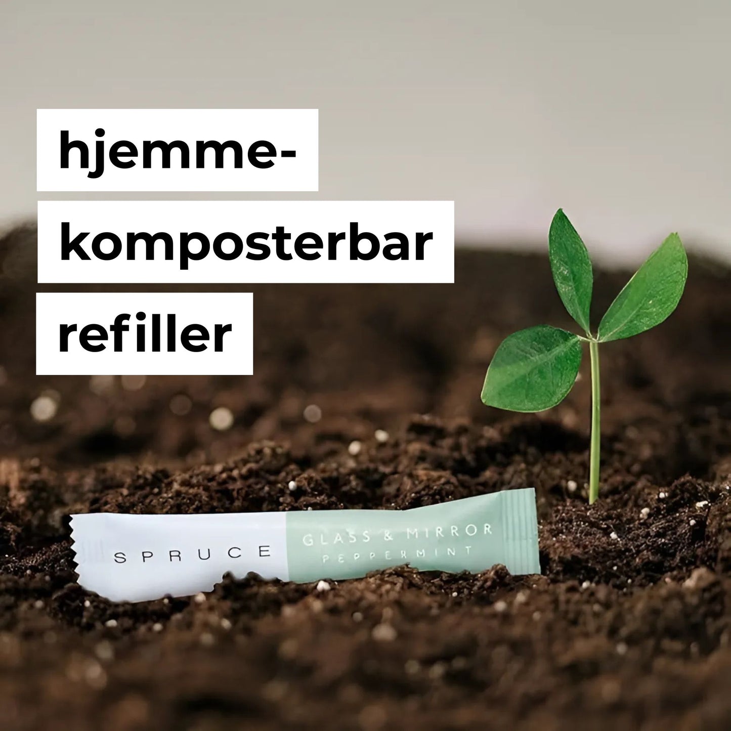 Spruce Glass & Mirror Spray med miljøvennlig refillpakke – plantebasert, hjemmekomposterbar og bærekraftig rengjøringsprodukt