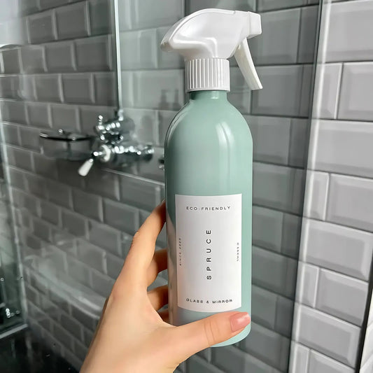 Spruce speil og glasspray – økologisk og plantebasert rengjøringsspray uten giftstoffer, med naturlige ingredienser og eteriske oljer