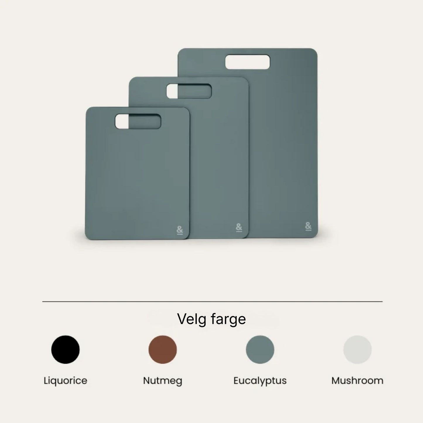 Wood fibre skjærefjøler fra Seed & Sprout i tre størrelser med fargevalg Liquorice, Nutmeg, Eucalyptus og Mushroom