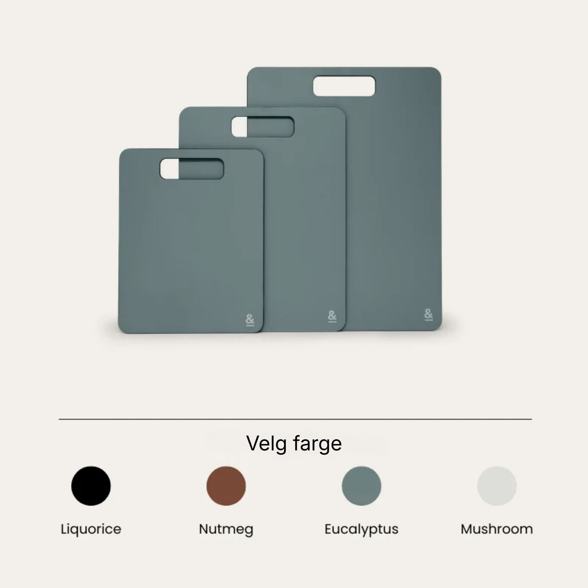 Wood fibre skjærefjøler fra Seed & Sprout i tre størrelser med fargevalg Liquorice, Nutmeg, Eucalyptus og Mushroom