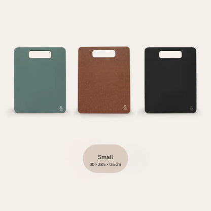 Tre Wood Fibre skjærefjøler i samme størrelse Small, vist i ulike farger for oversiktlig matlaging