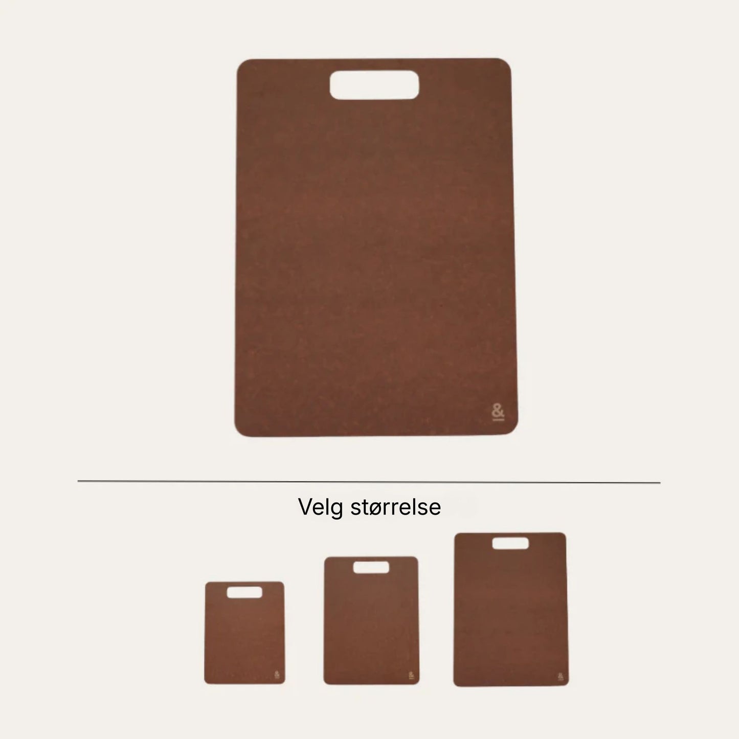 Wood fibre skjærefjøl i fargen Nutmeg vist i flere størrelser